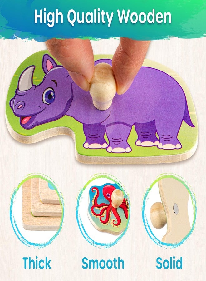 SYNARRY Wooden Puzzles for Toddlers 1-3, 6XSET Animals Puzzles for Toddlers 2-4 with Rack, Toddler Puzzles Ages 2-4, Toddler Valentines Day Easter Basket Stuffers Gifts Toys for Boys Girls - Image 4